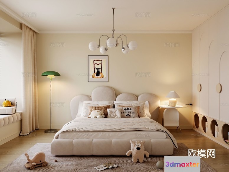Modern White Bedroom 3D Model - 11756 - VRAY Render