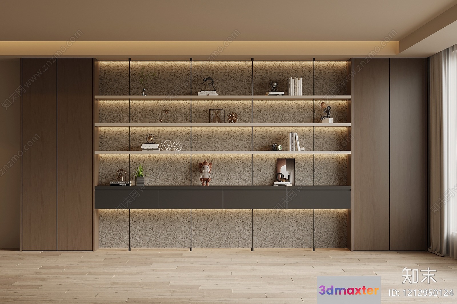 Modern Bookshelf 3D Model - 4443 - VRAY Render