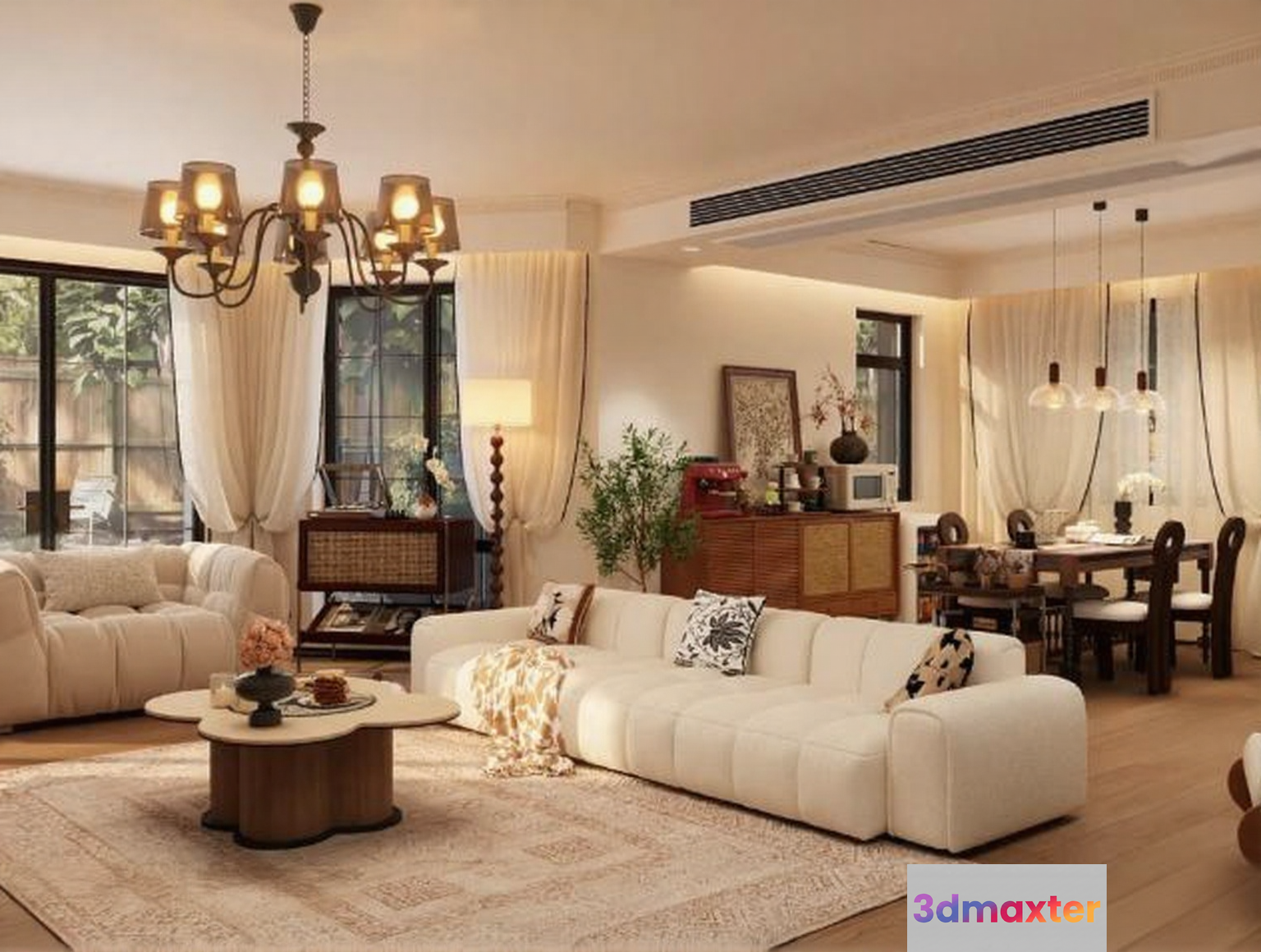 Modern Living Room 3D Model - 14924 - VRAY Render