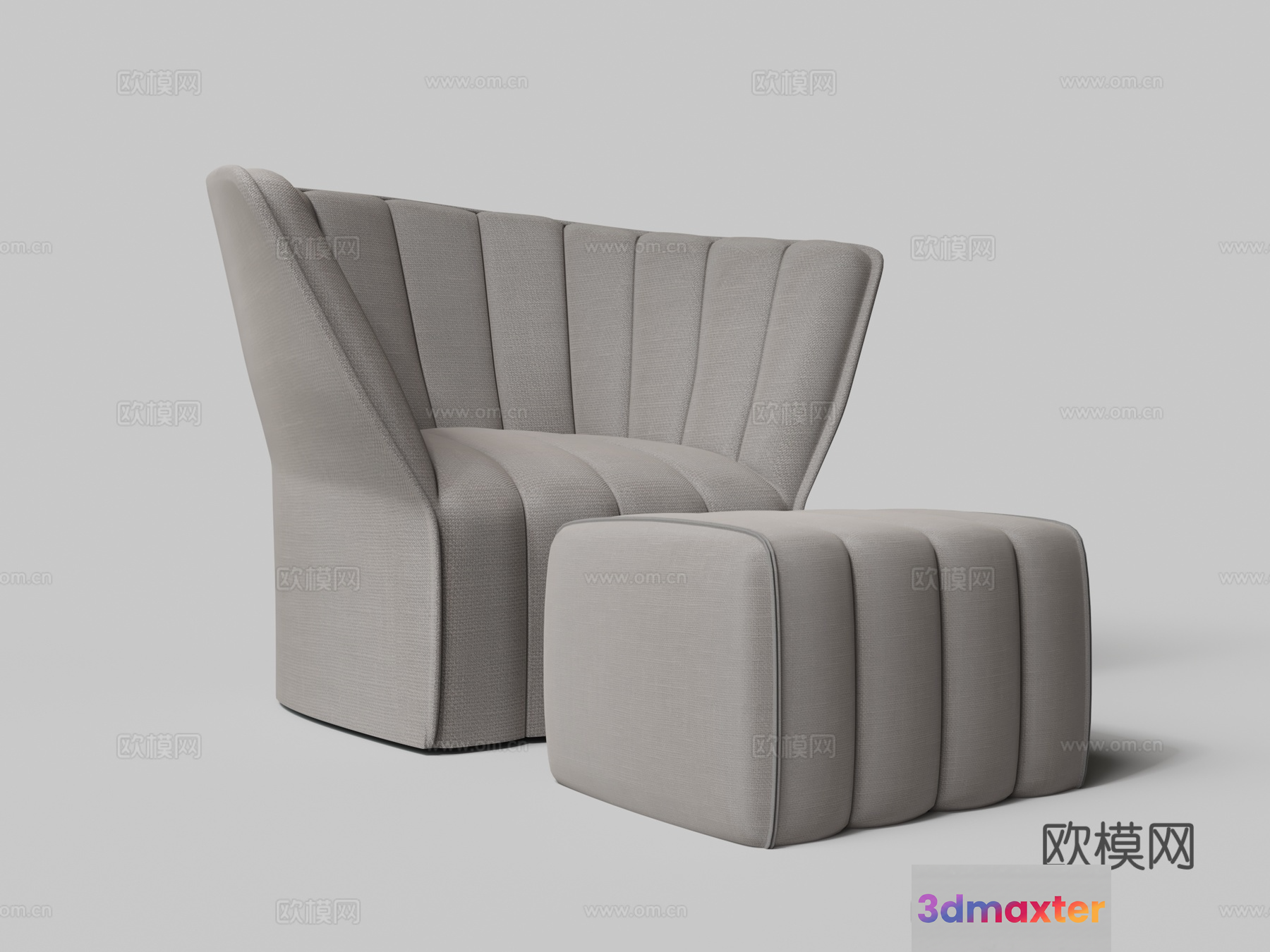 A Modern Armchair And Footstool 3D Model - 10358 - VRAY Render