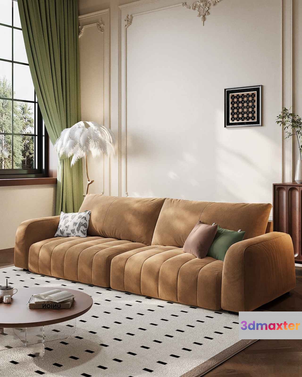 Modern Beige Sofa 3D Model - 9505 - VRAY Render