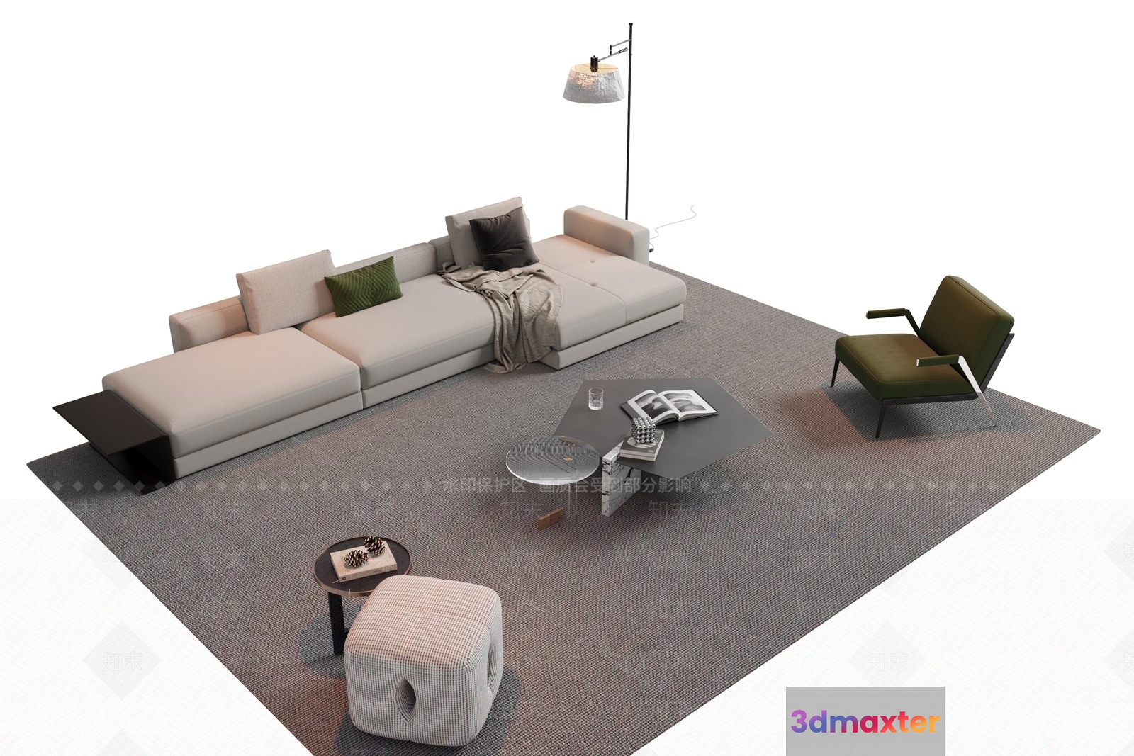 Modern Living Room 3D Model - 6120 - VRAY Render