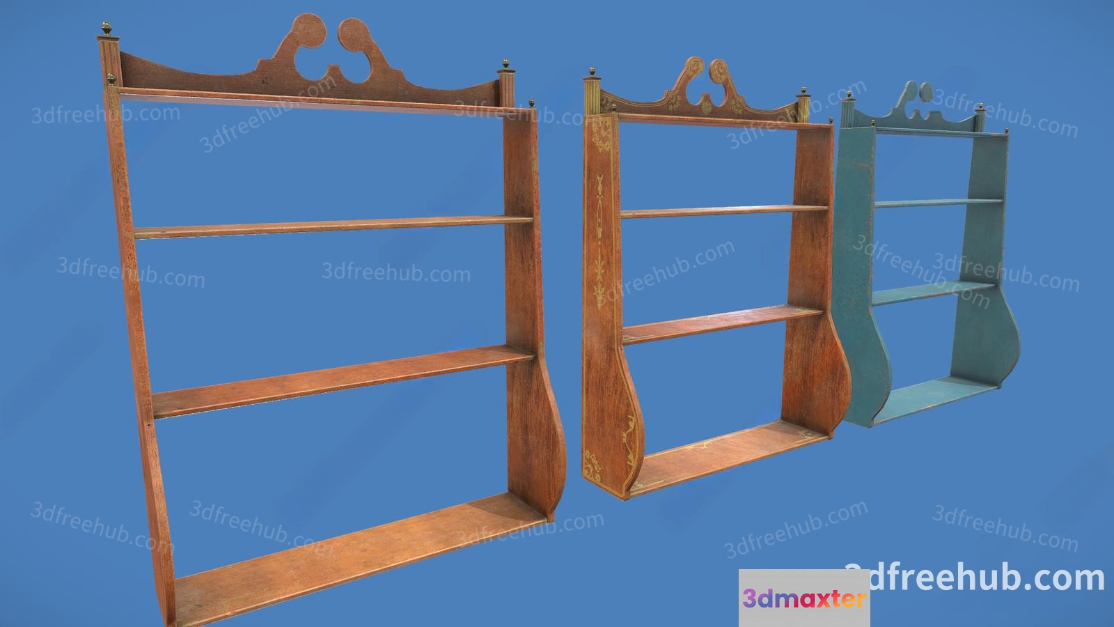 Wooden Shelf With Decorative Top 3D Model - 23585 - VRAY Render