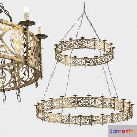 Gold Light Fixture 3D Model - 22115 - VRAY Render