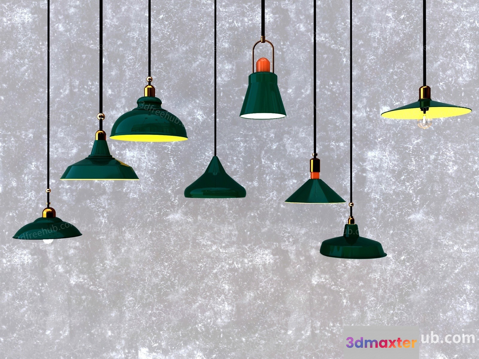 Gold Light Fixture 3D Model - 20509 - VRAY Render