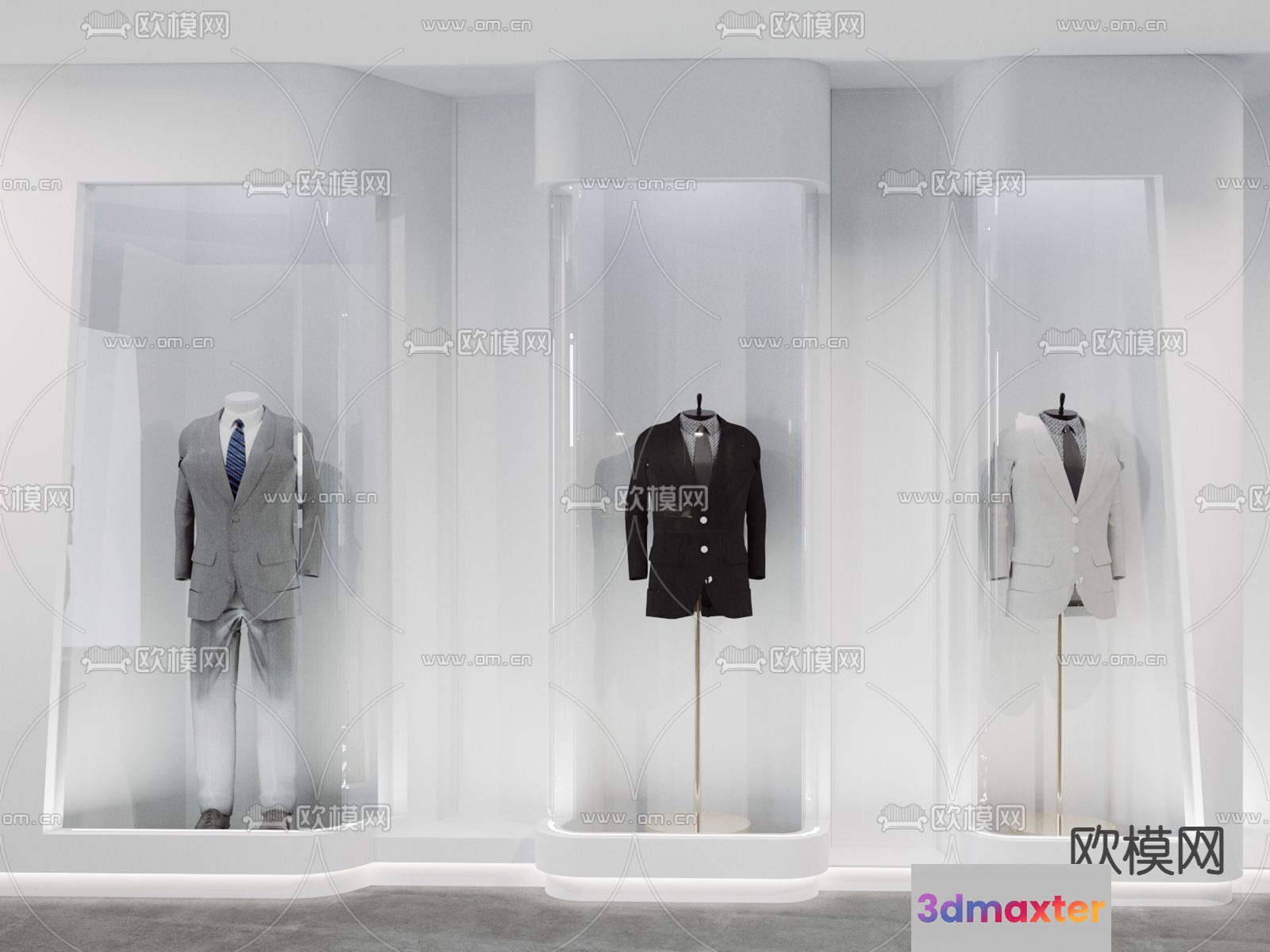 A Store Display Of Three Suits 3D Model - 10859 - VRAY Render