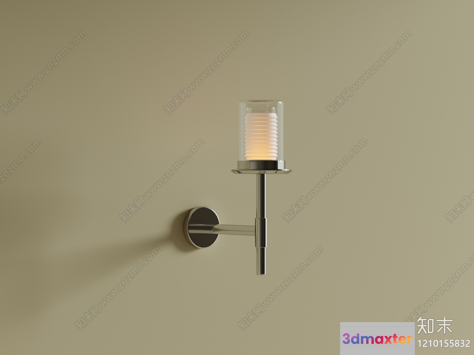 A Silver Light Fixture With A White Shade 3D Model - 2410 - VRAY Render