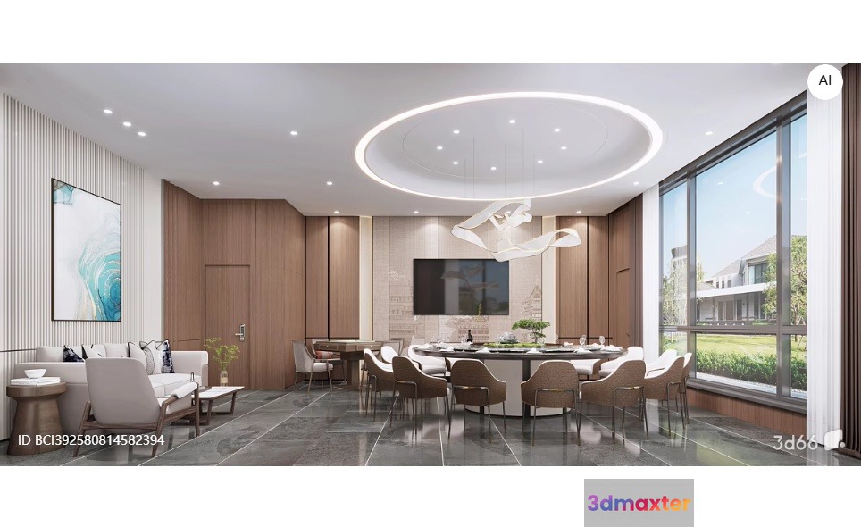 Modern Living Room 3D Model - 9787 - VRAY Render