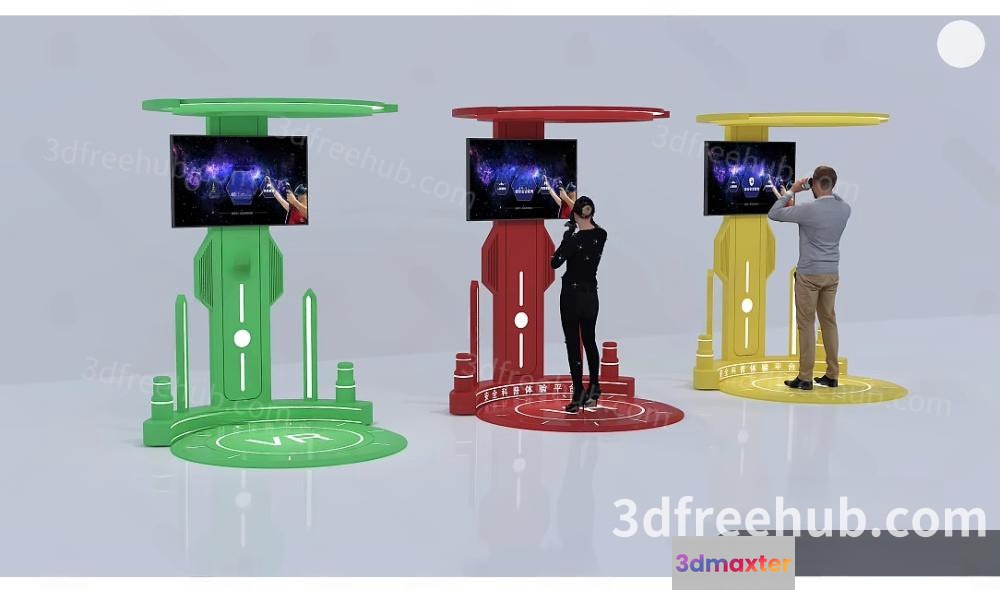 Three People Playing Vr Games 3D Model - 22430 - VRAY Render