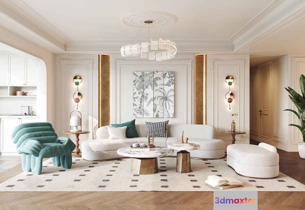Modern Living Room 3D Model - 12775 - VRAY Render