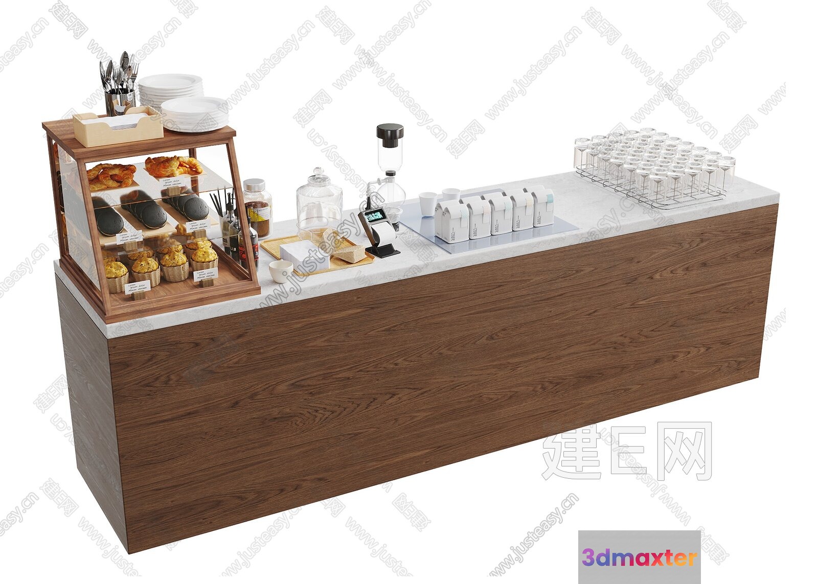 A Wooden Counter 3D Model - 14417 - VRAY Render