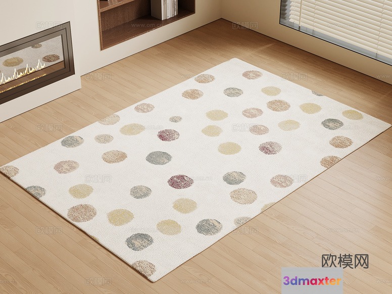 A White Rug With Polka Dots 3D Model - 6390 - VRAY Render