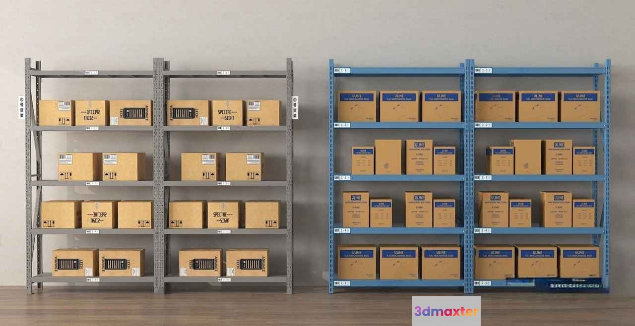 Metal Shelving Units 3D Model - 20085 - VRAY Render