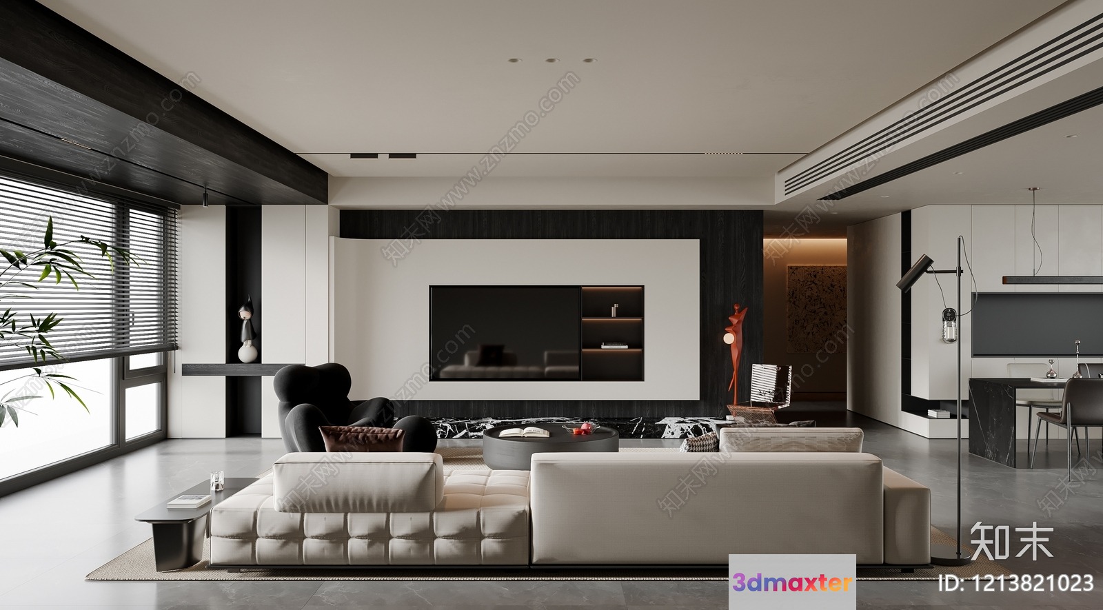 Modern Living Room 3D Model - 9896 - VRAY Render