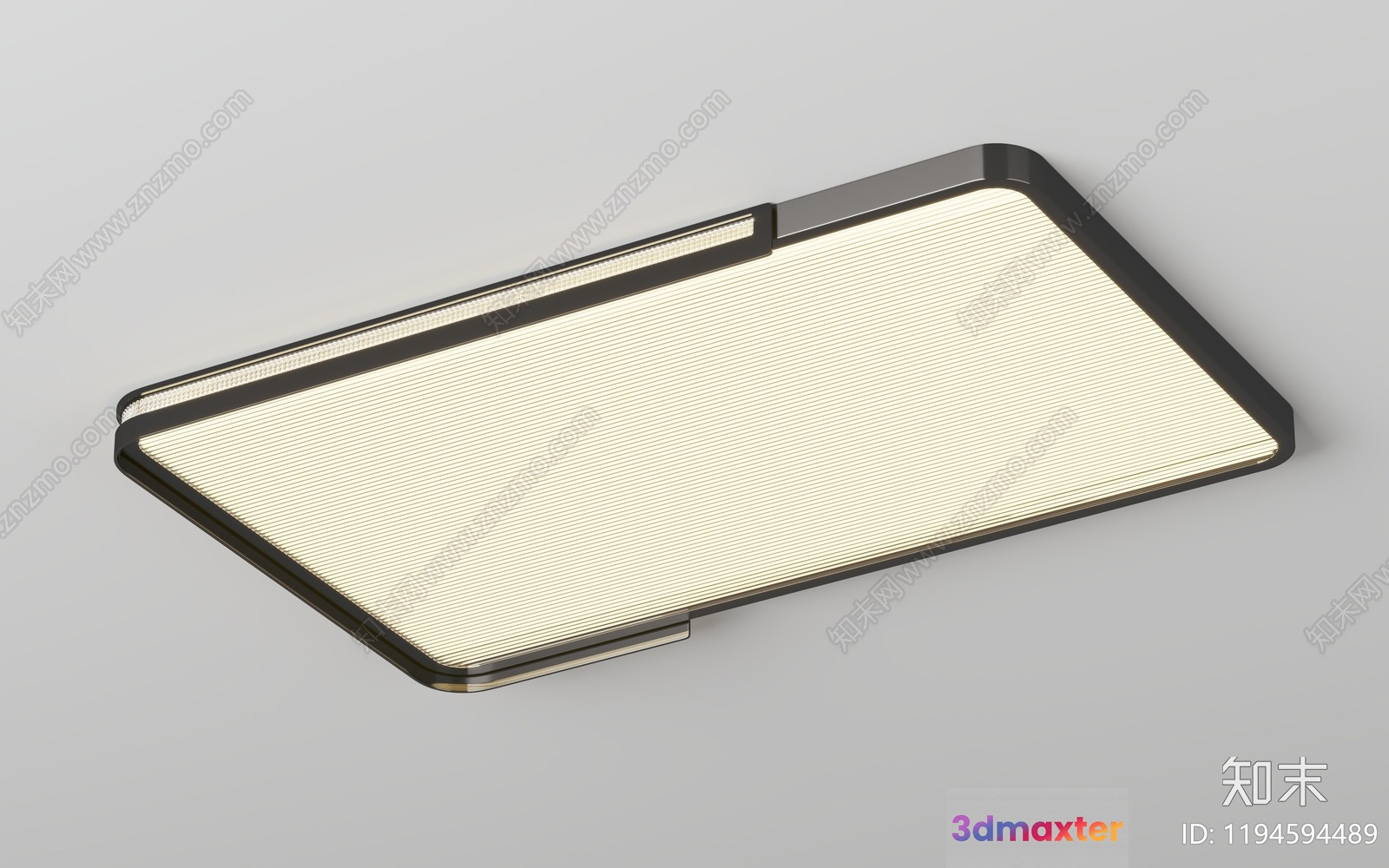 A Rectangular Light Fixture With A Black Border And A White Interior 3D Model - 9621 - CORONA Render