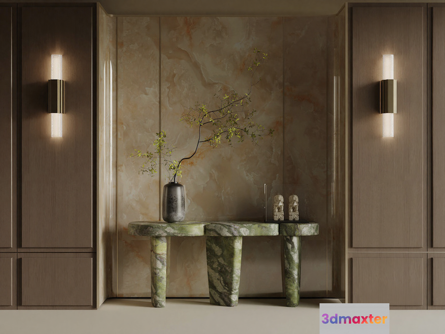 A Green Marble Table 3D Model - 5665 - VRAY Render