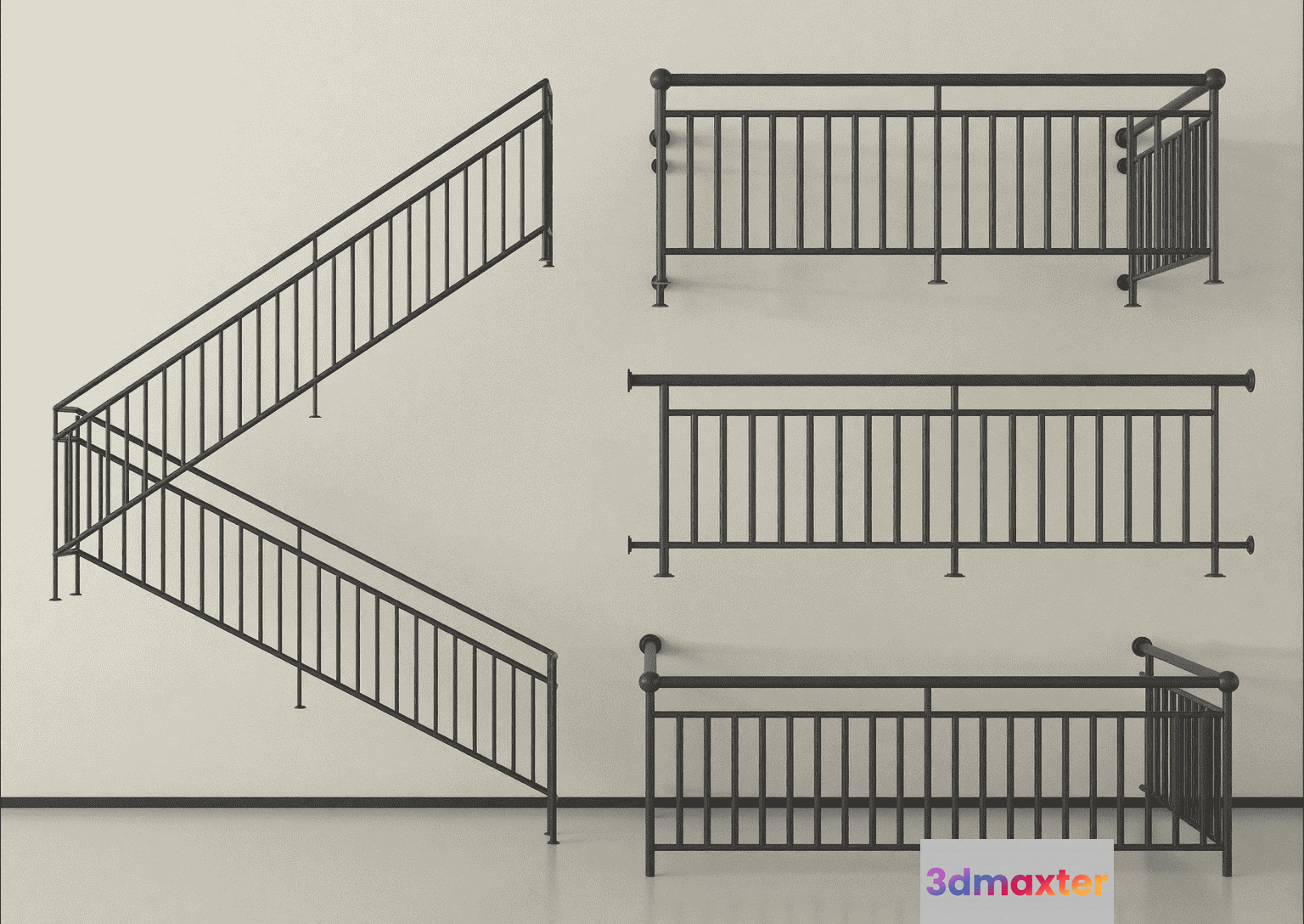 Metal Staircase Railing 3D Model - 11124 - VRAY Render