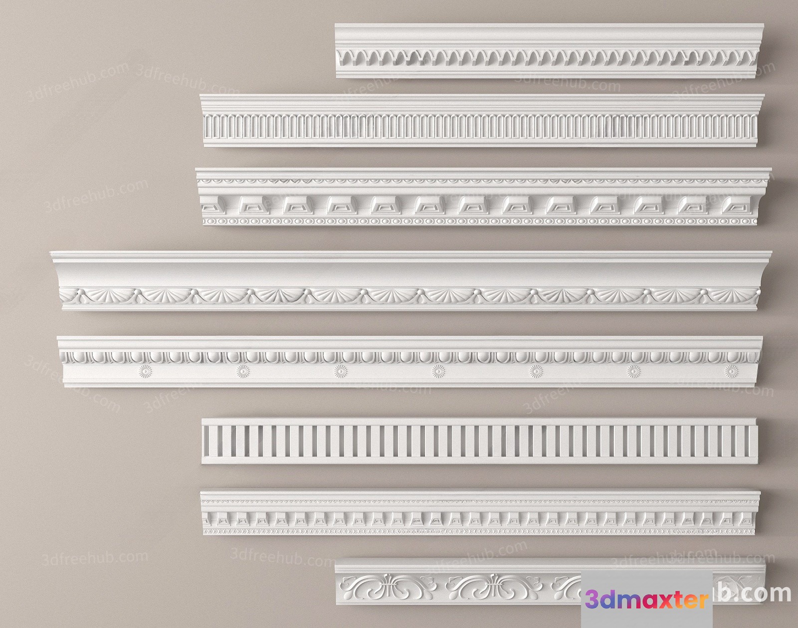 Decorative Molding 3D Model - 22652 - VRAY Render