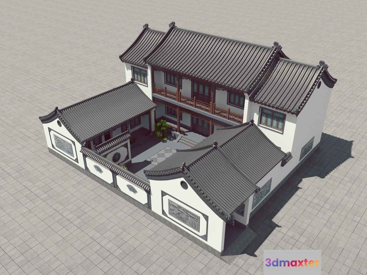 Traditional Chinese House 3D Model - 6401 - VRAY Render
