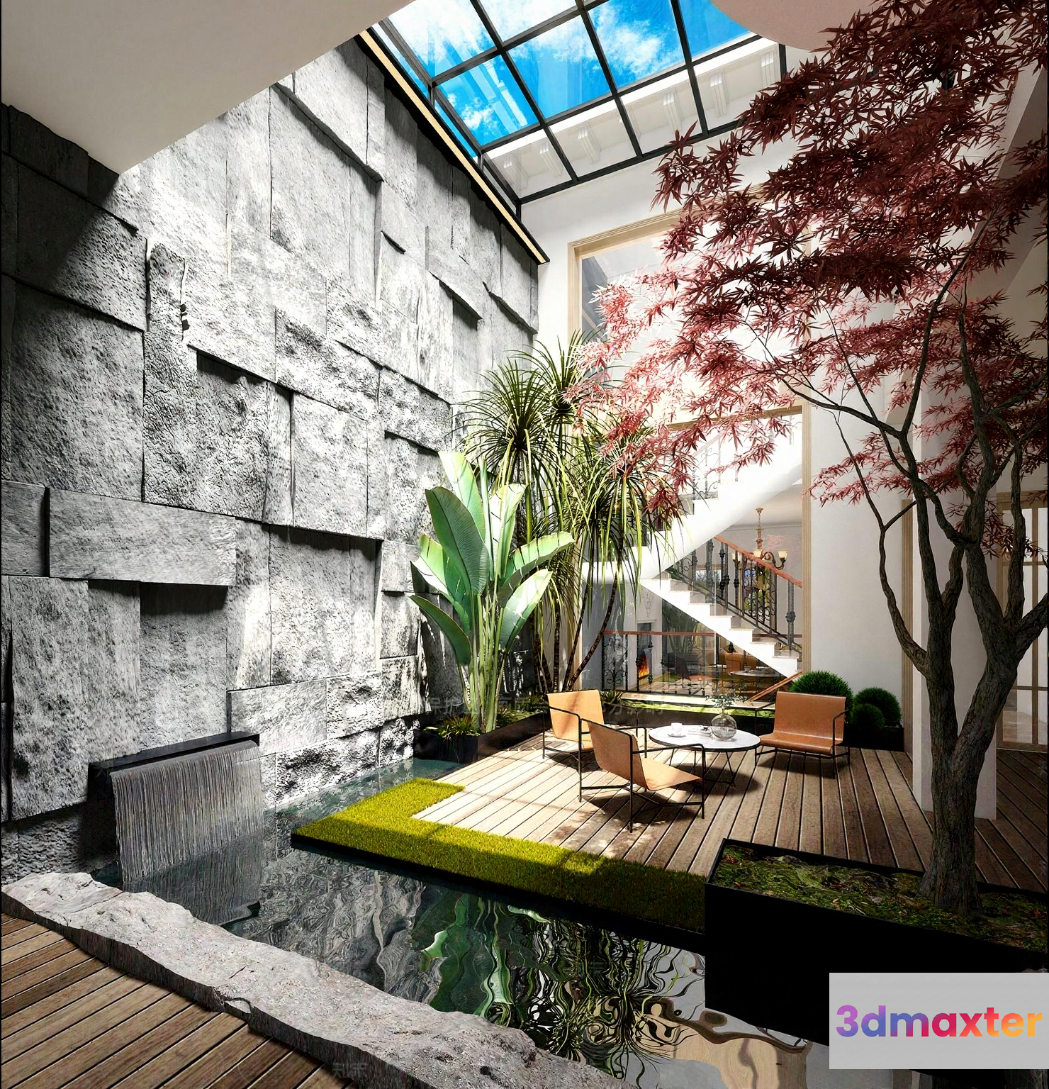 Modern Indoor Courtyard 3D Model - 16183 - VRAY Render