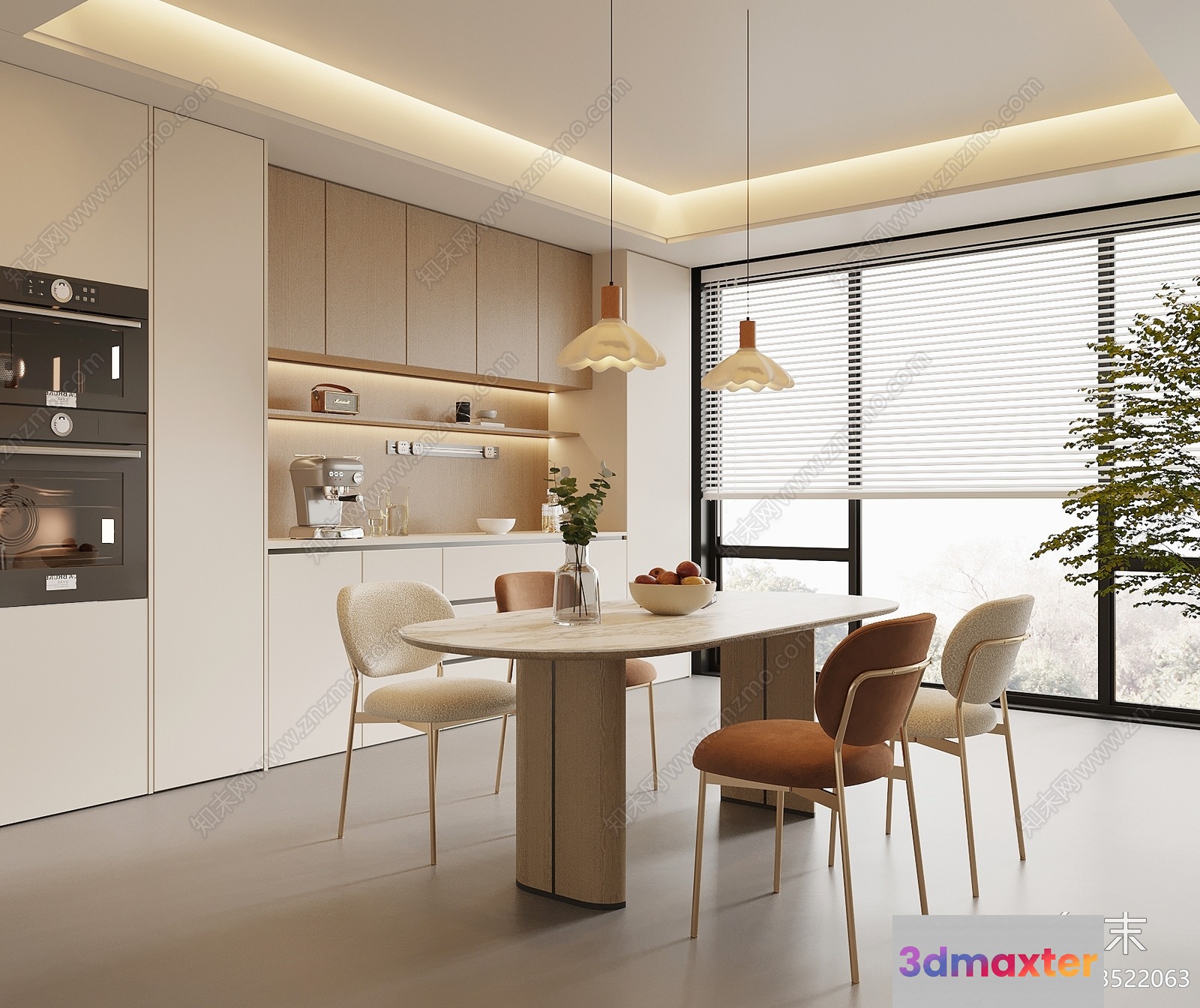 Modern Minimalist Kitchen 3D Model - 13878 - VRAY Render