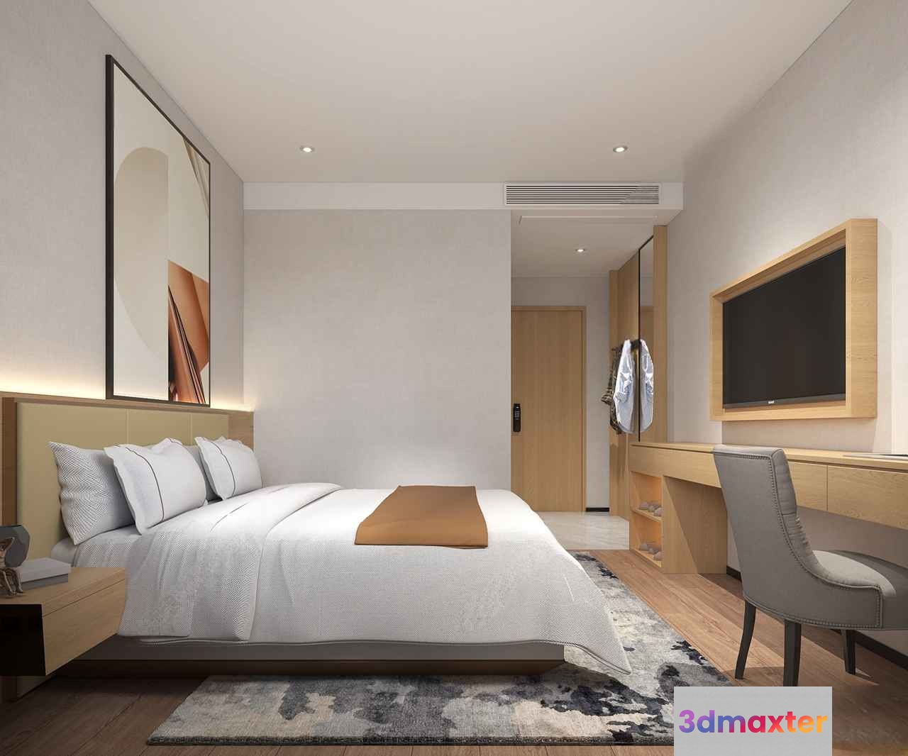 Modern Minimalist Bedroom 3D Model - 16218 - VRAY Render