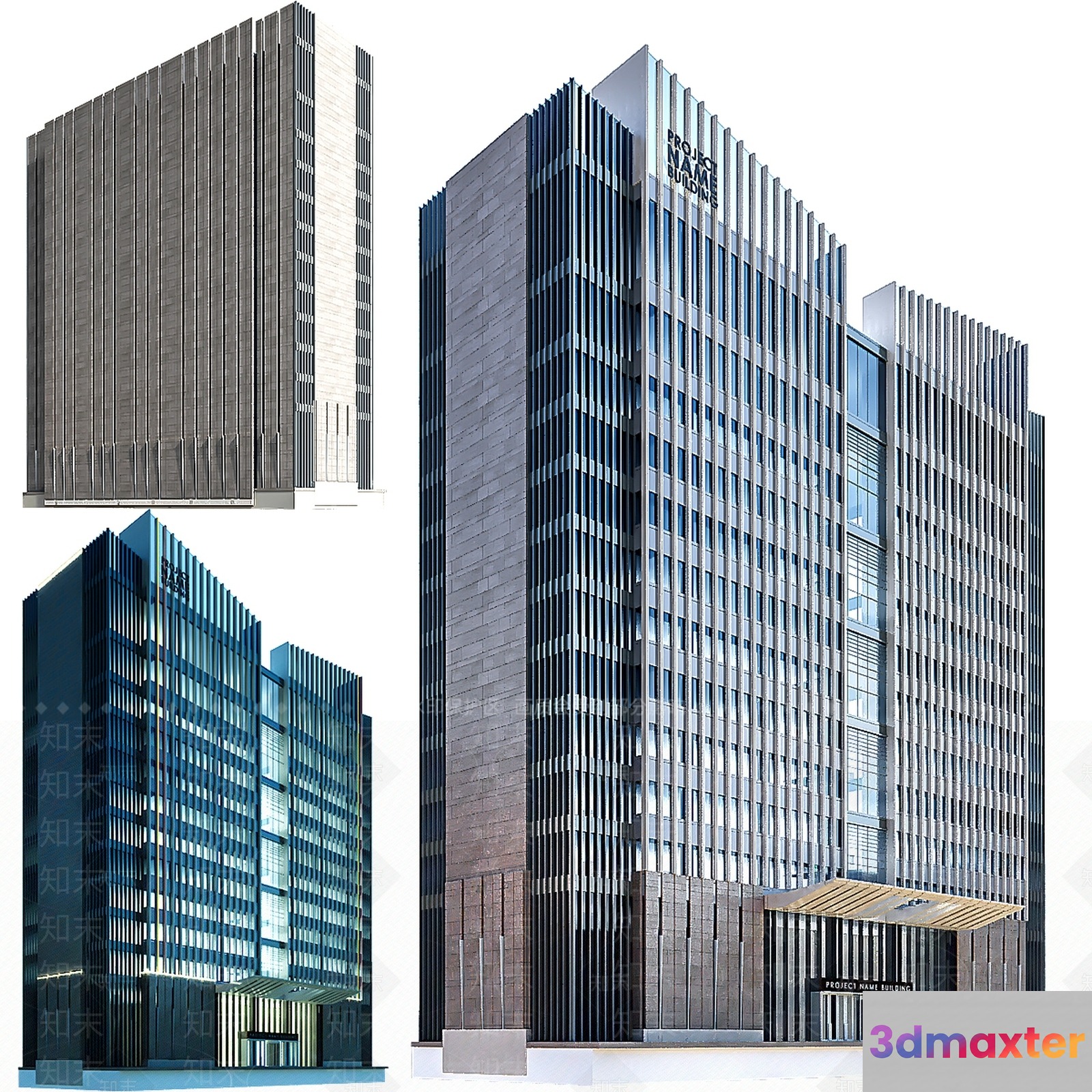 A Tall Building With A Modern Design 3D Model - 1042 - VRAY Render