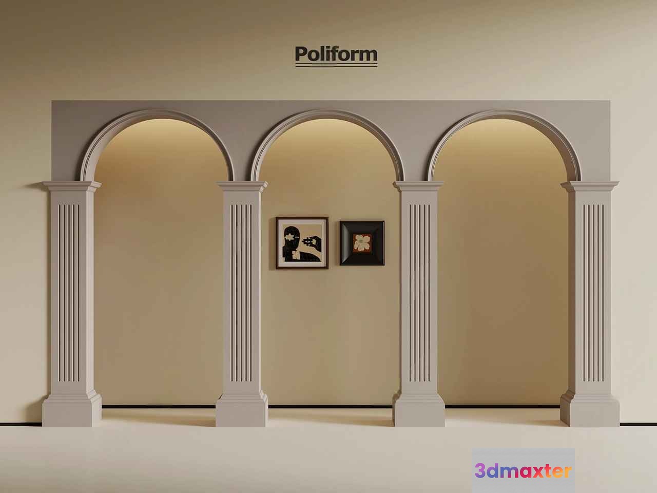 A White Archway With Columns 3D Model - 2952 - VRAY Render