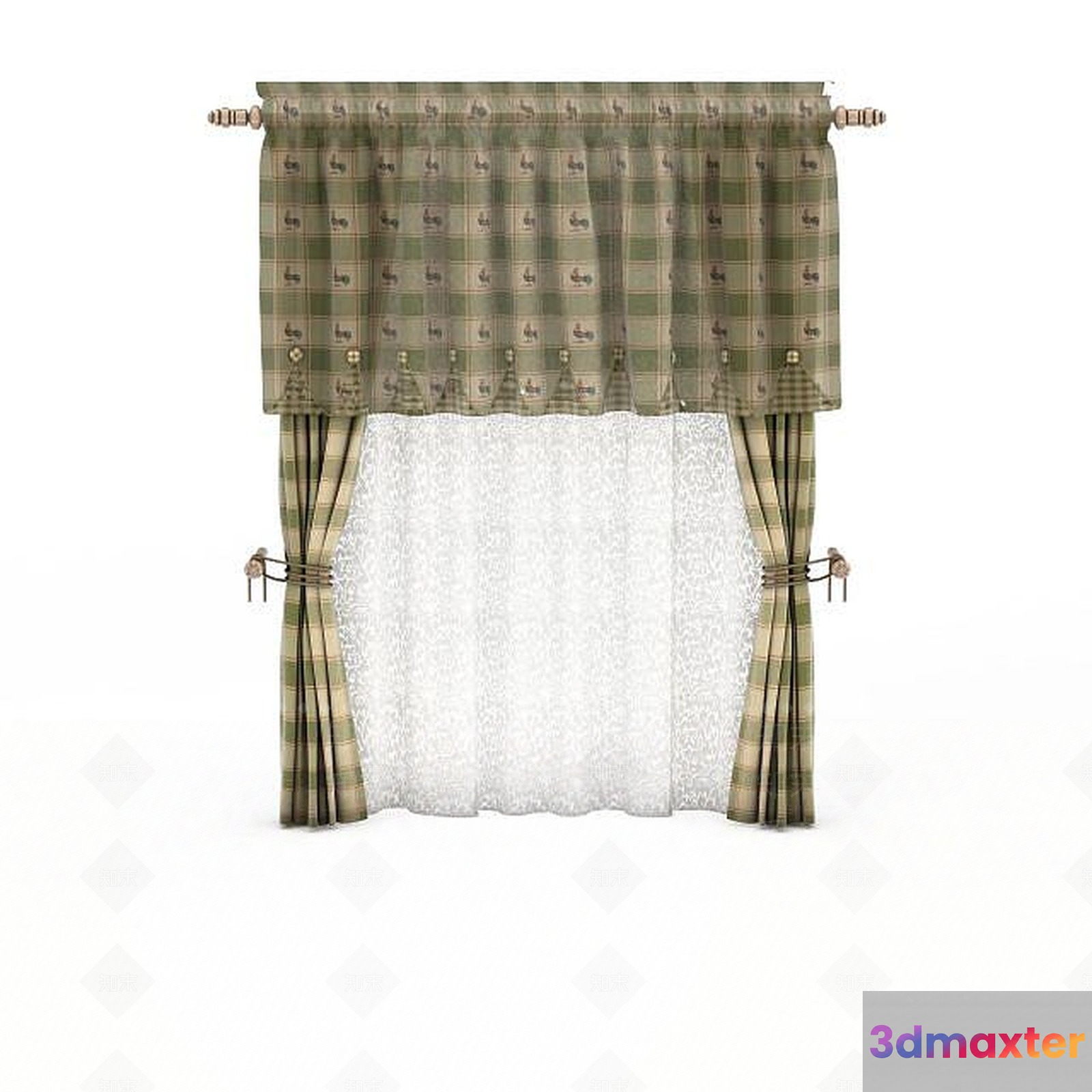 A Curtain 3D Model - 1980 - VRAY Render