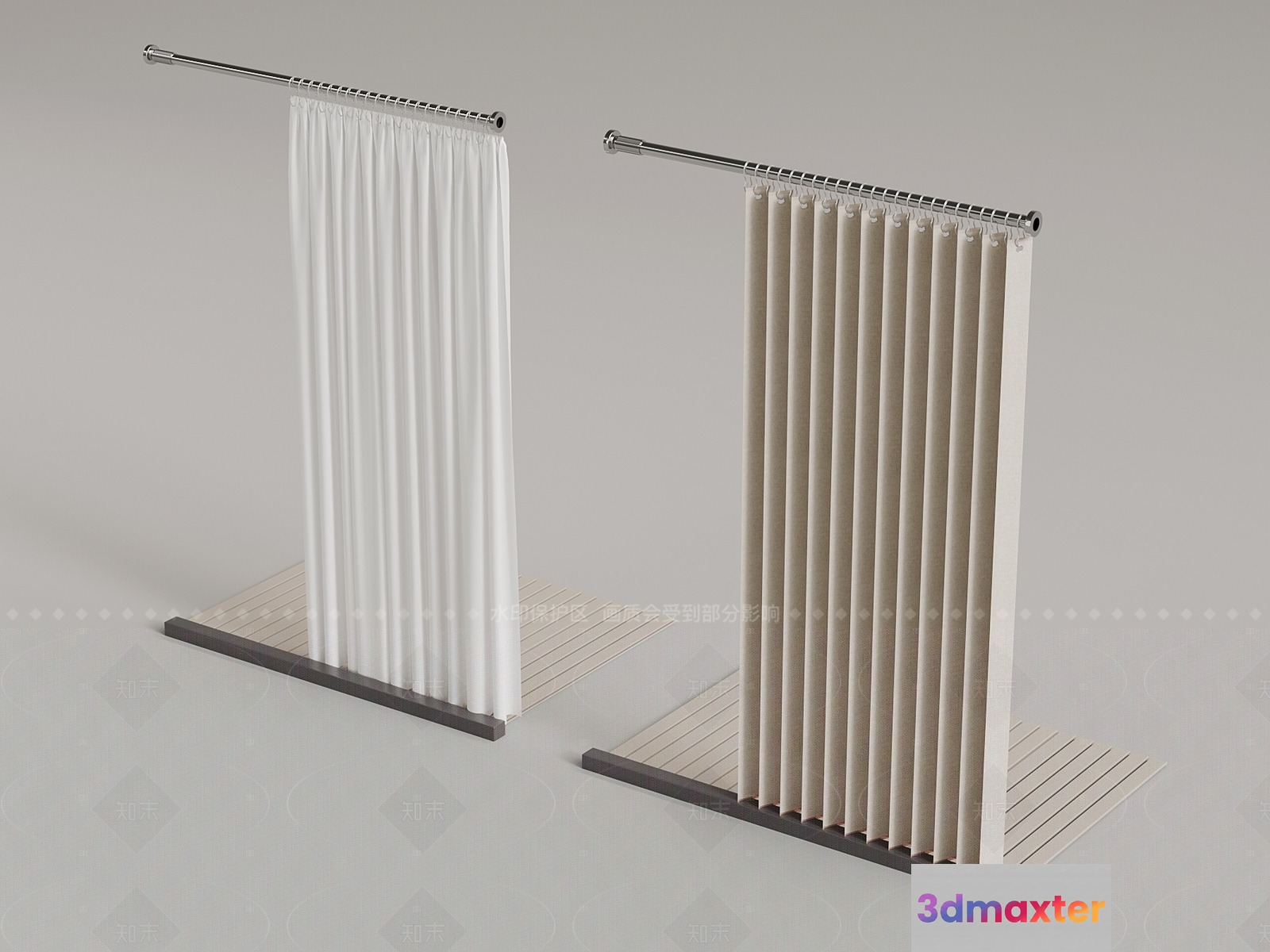 Two Shower Curtains 3D Model - 7558 - VRAY Render