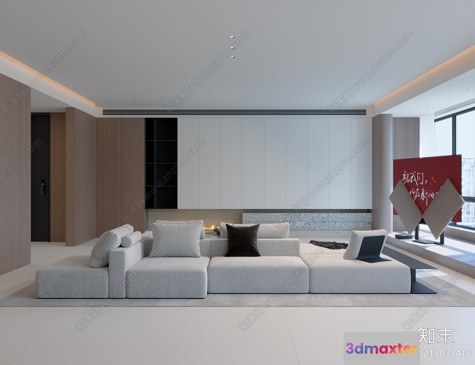 Modern Minimalist Living Room 3D Model - 20767 - VRAY Render