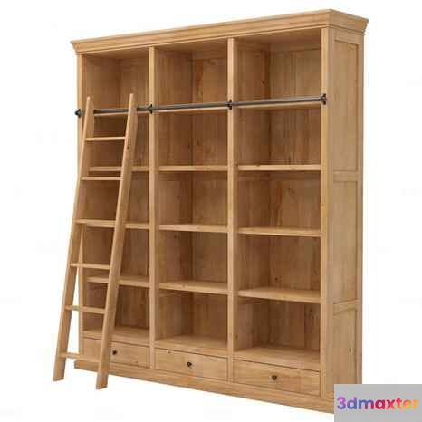 Wooden Ladder Shelf 3D Model - 1410 - CORONA Render