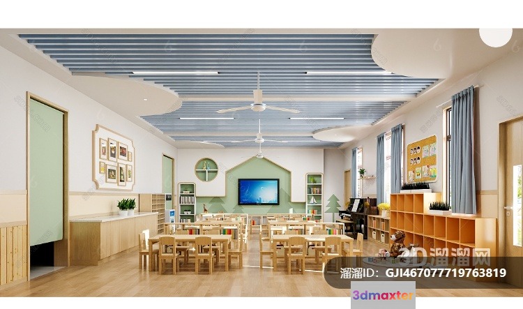 Modern Classroom 3D Model - 835 - VRAY Render