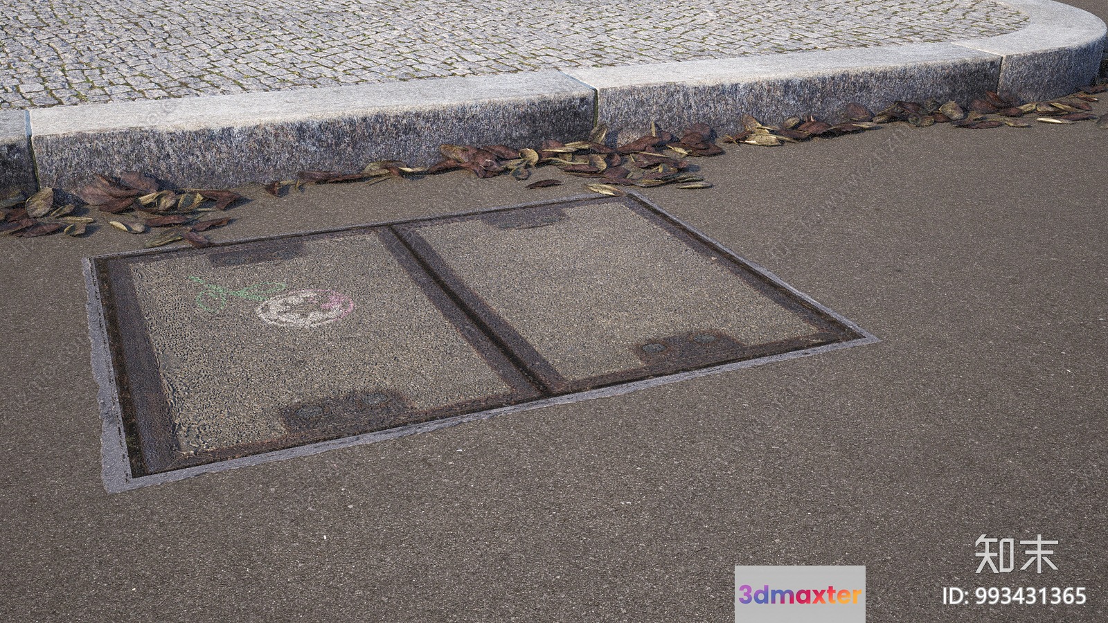 A Manhole Cover On The Street 3D Model - 11628 - VRAY Render