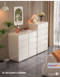 Modern White Dresser 3D Model - 5944 - VRAY Render