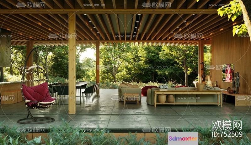 Modern Outdoor Space 3D Model - 11503 - VRAY Render