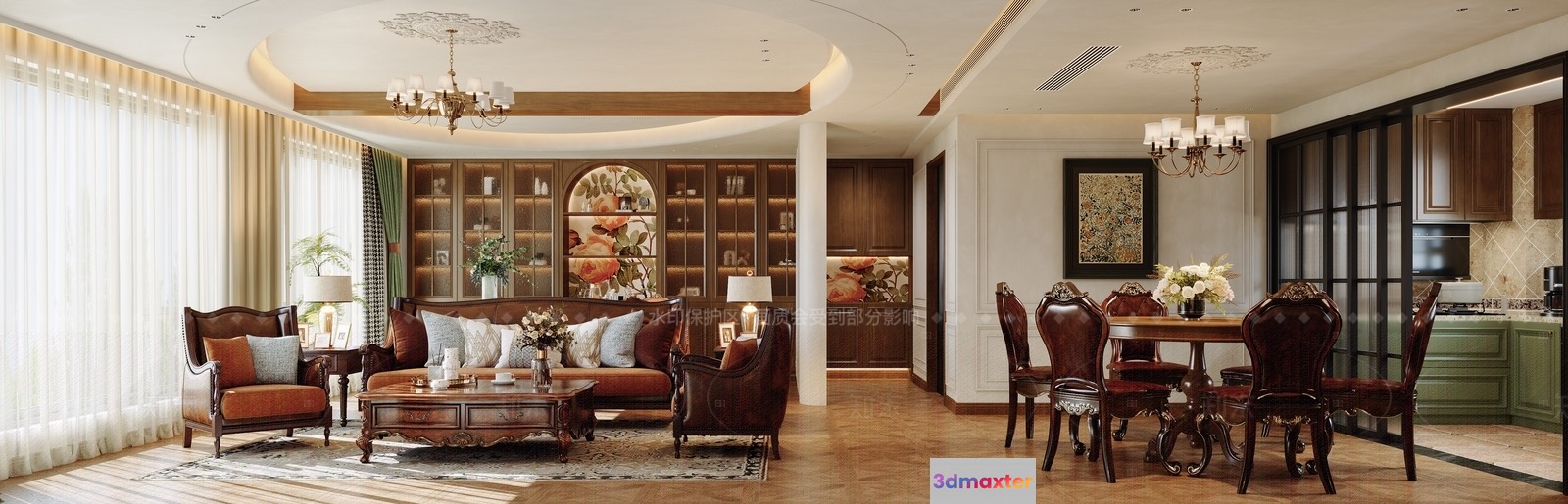 Classic Living Room 3D Model - 19832 - VRAY Render