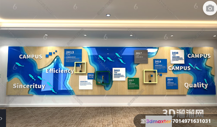 A Large Wall With A Map And Text 3D Model - 14350 - VRAY Render