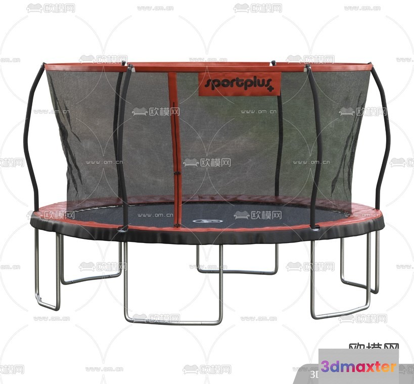 The Main Subject Is A Trampoline With A Safety Enclosure 3D Model - 12440 - VRAY Render