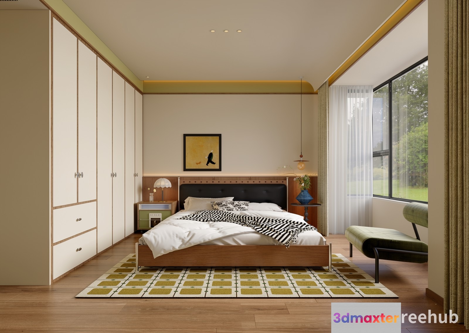 Cozy Bedroom 3D Model - 1700 - VRAY Render