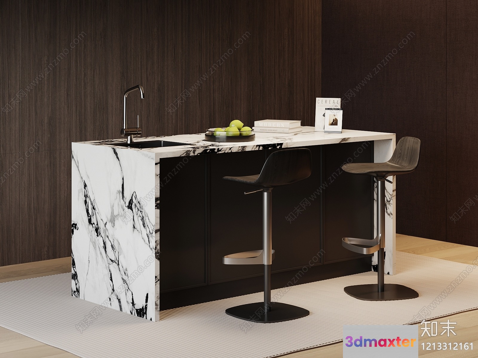 Modern Kitchen Island 3D Model - 17900 - VRAY Render
