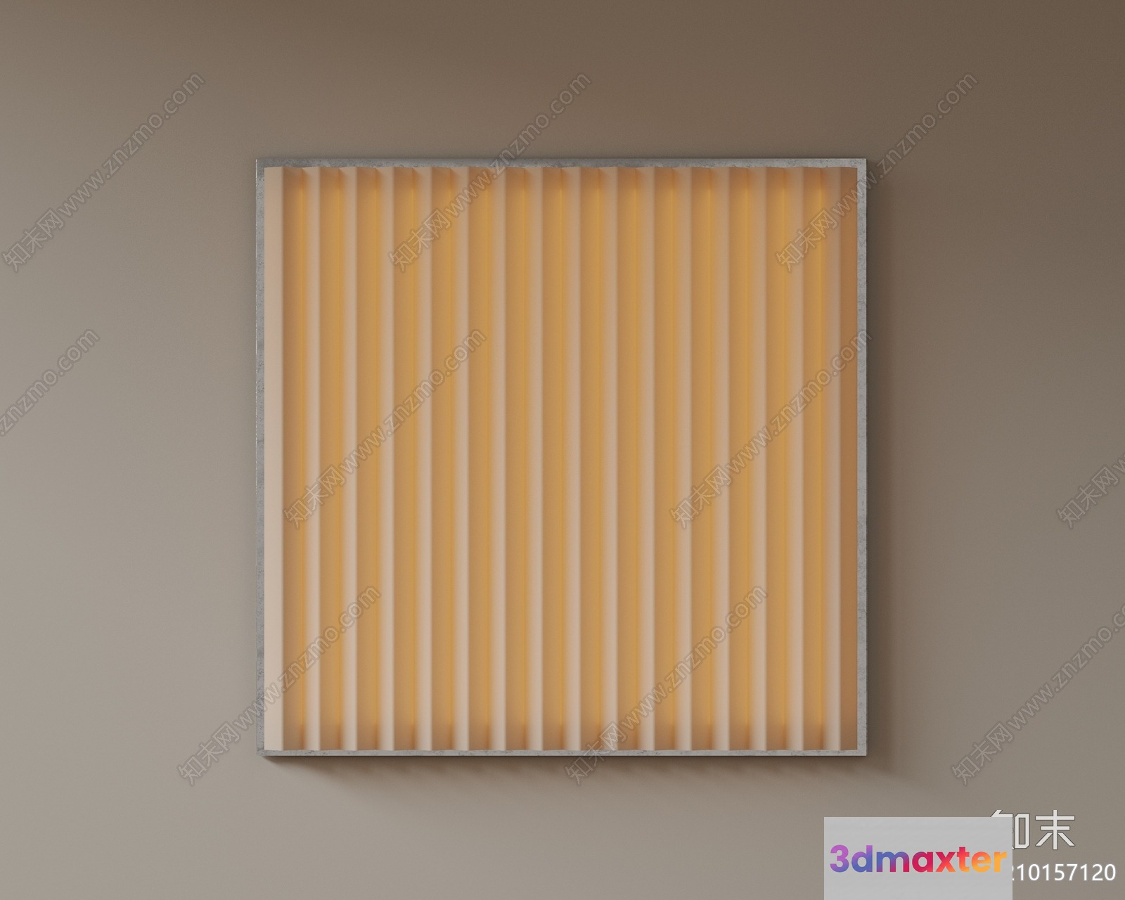 A Square Light Fixture With Vertical Slats 3D Model - 9268 - VRAY Render