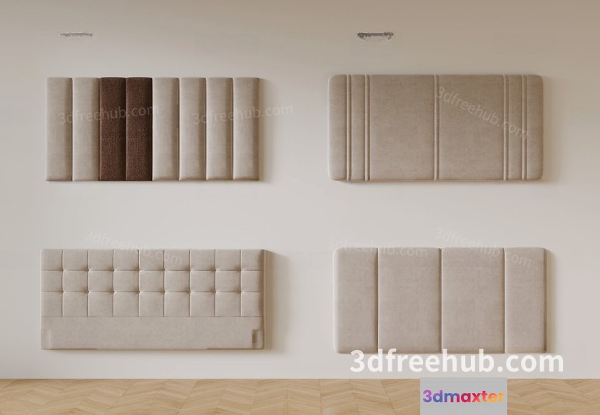 Grey Headboard 3D Model - 18902 - VRAY Render
