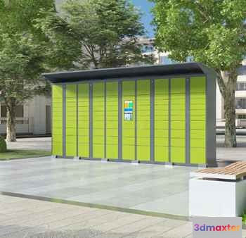 Green Storage Locker 3D Model - 11390 - VRAY Render
