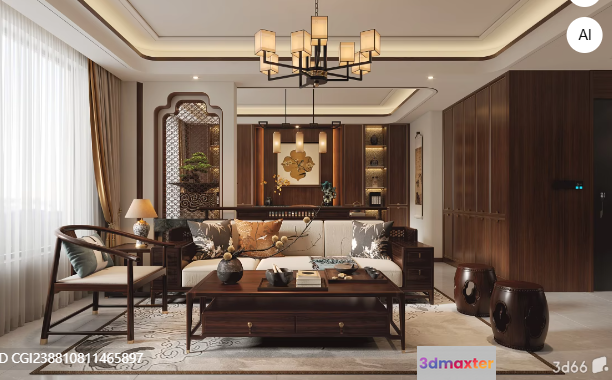 Modern Living Room 3D Model - 4024 - VRAY Render