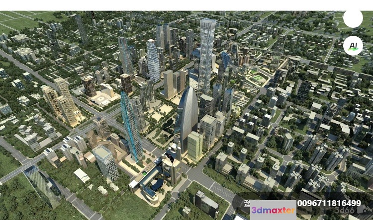 Aerial View Of A City 3D Model - 4201 - VRAY Render