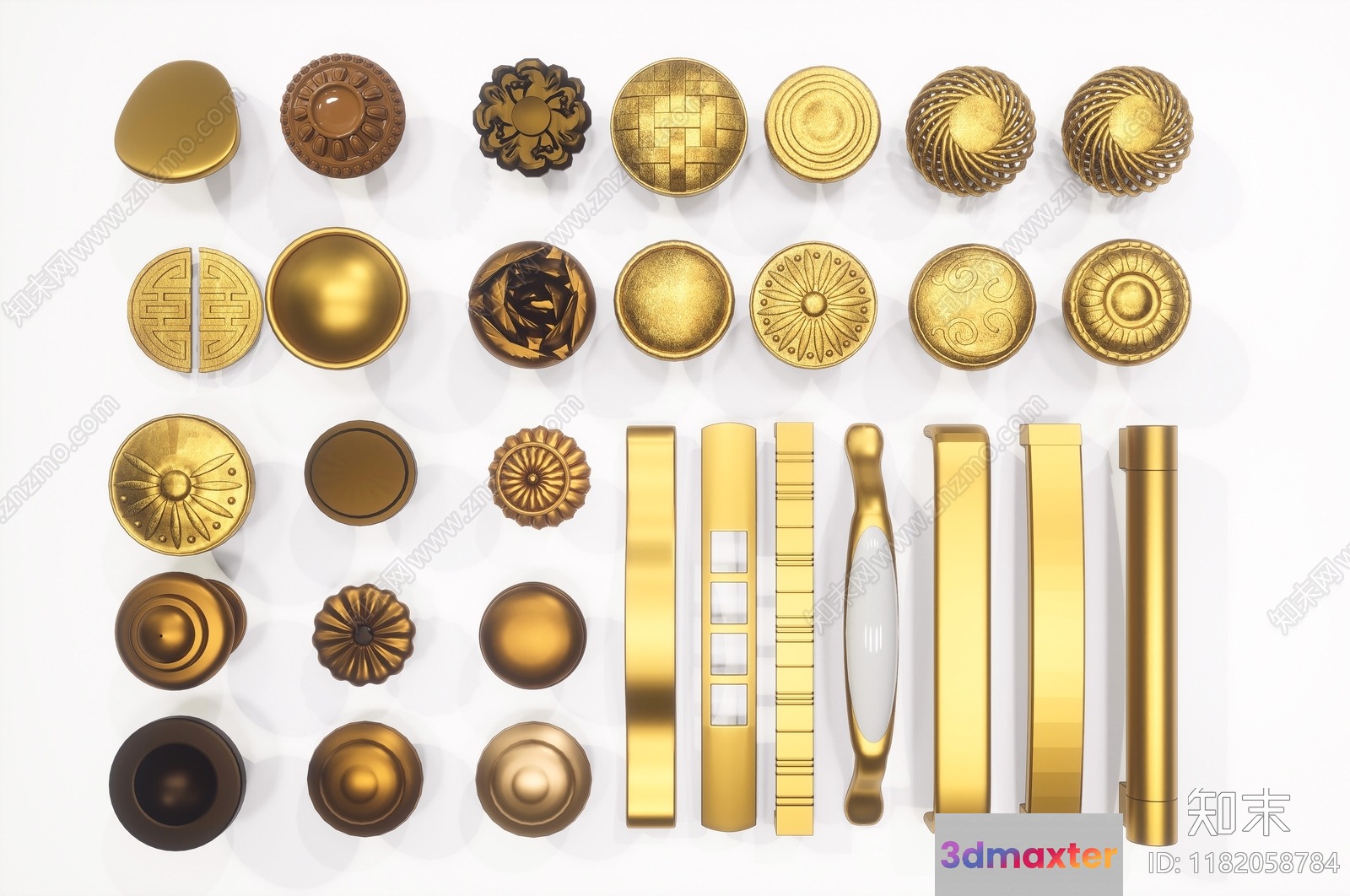 Gold Door Handles 3D Model - 20080 - VRAY Render