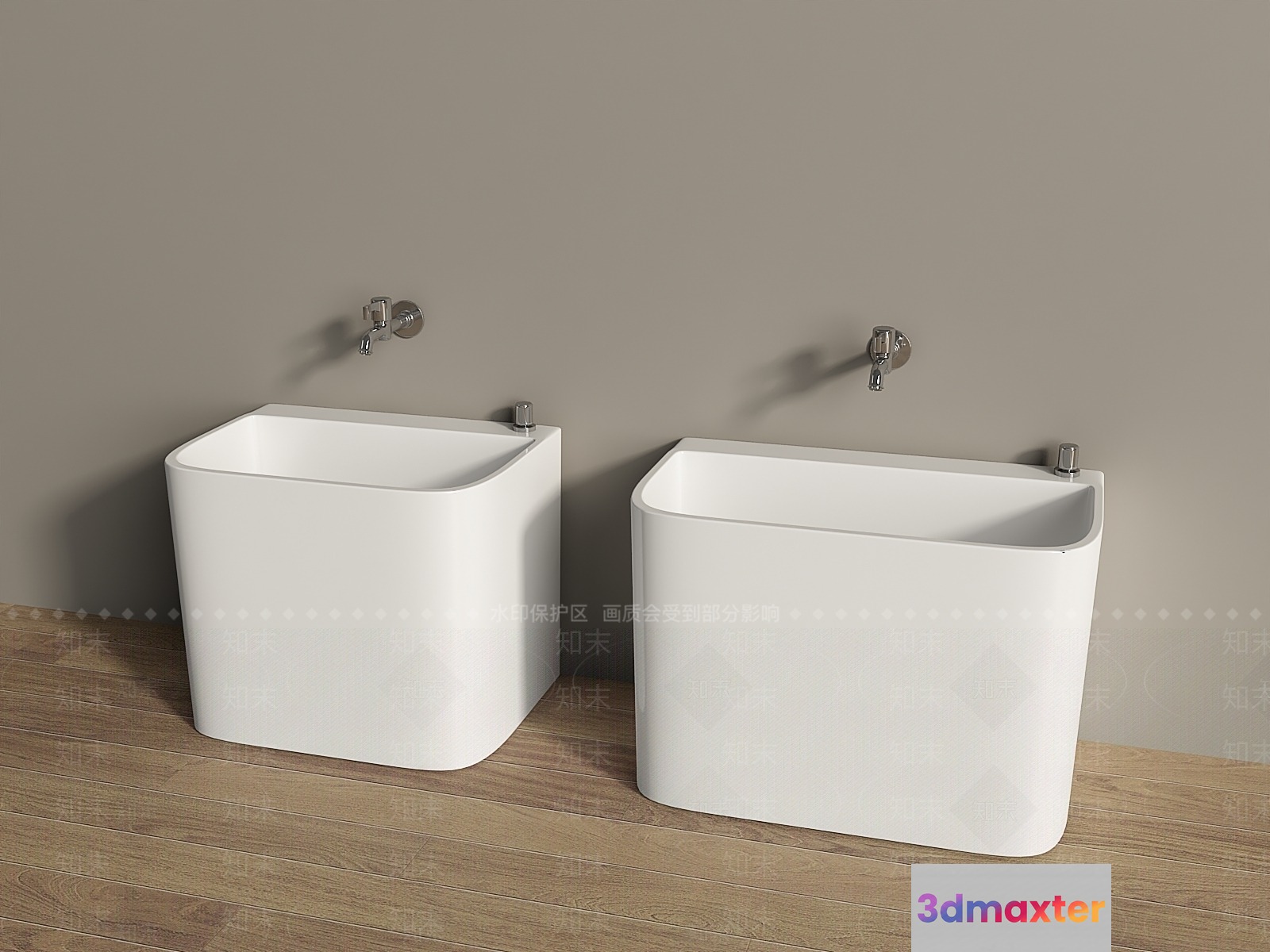 Two White Sinks 3D Model - 18157 - VRAY Render