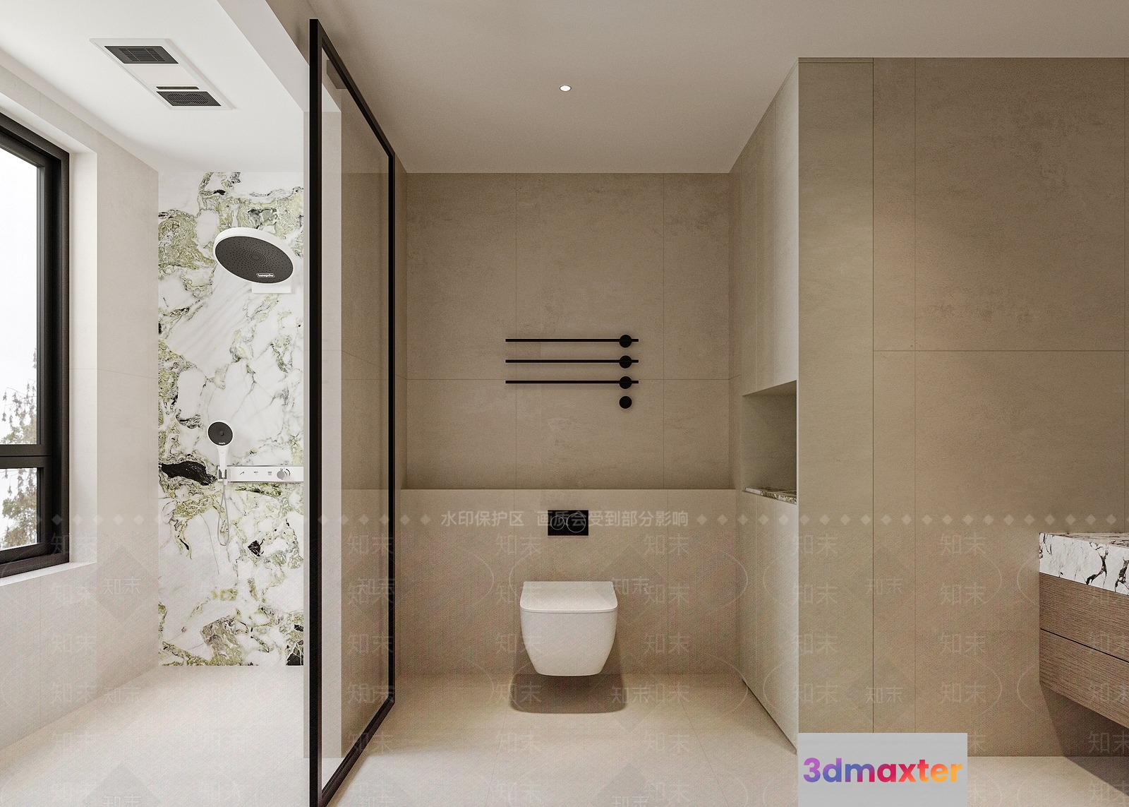 Modern Bathroom With A Toilet 3D Model - 14802 - CORONA Render
