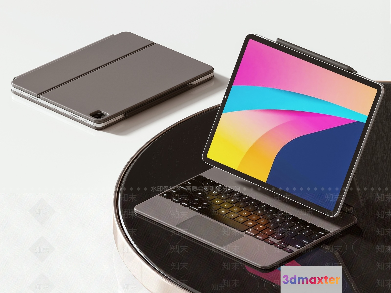 A Laptop With A Colorful Screen 3D Model - 14095 - VRAY Render